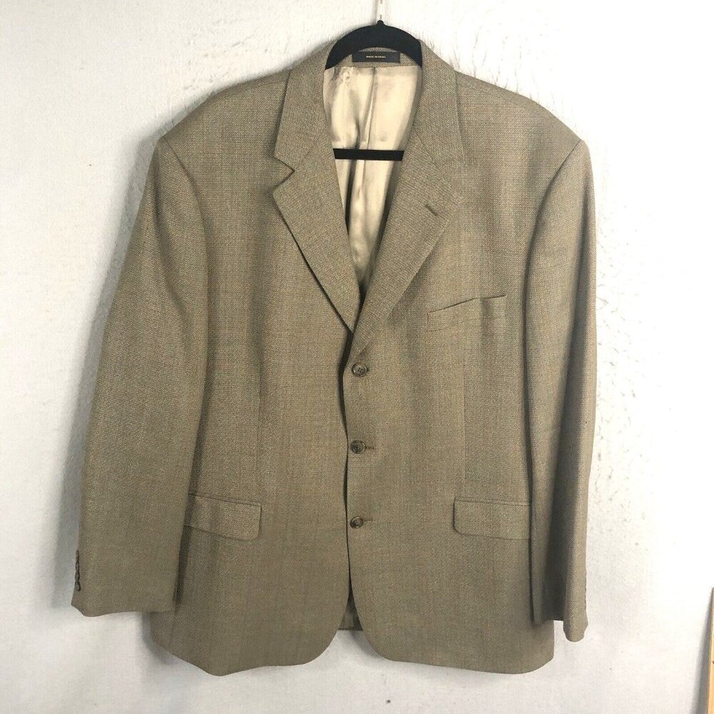 Vintage Lord West Blazer Mens 46R Brown 100% Wool Italian Fabric Jacket Career
